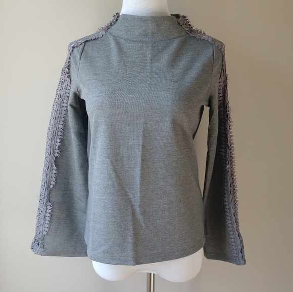 Gray Long Sleeve - Crocheted Sleeve - Picture 2 of 8